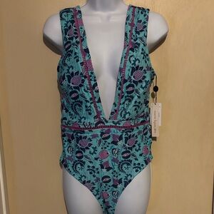 nanette lepore: Floral Plunge Swimsuit NWT